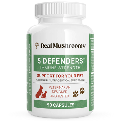 Real Mushrooms -- 5 Defenders Organic Mushroom Blend Capsules for Pets