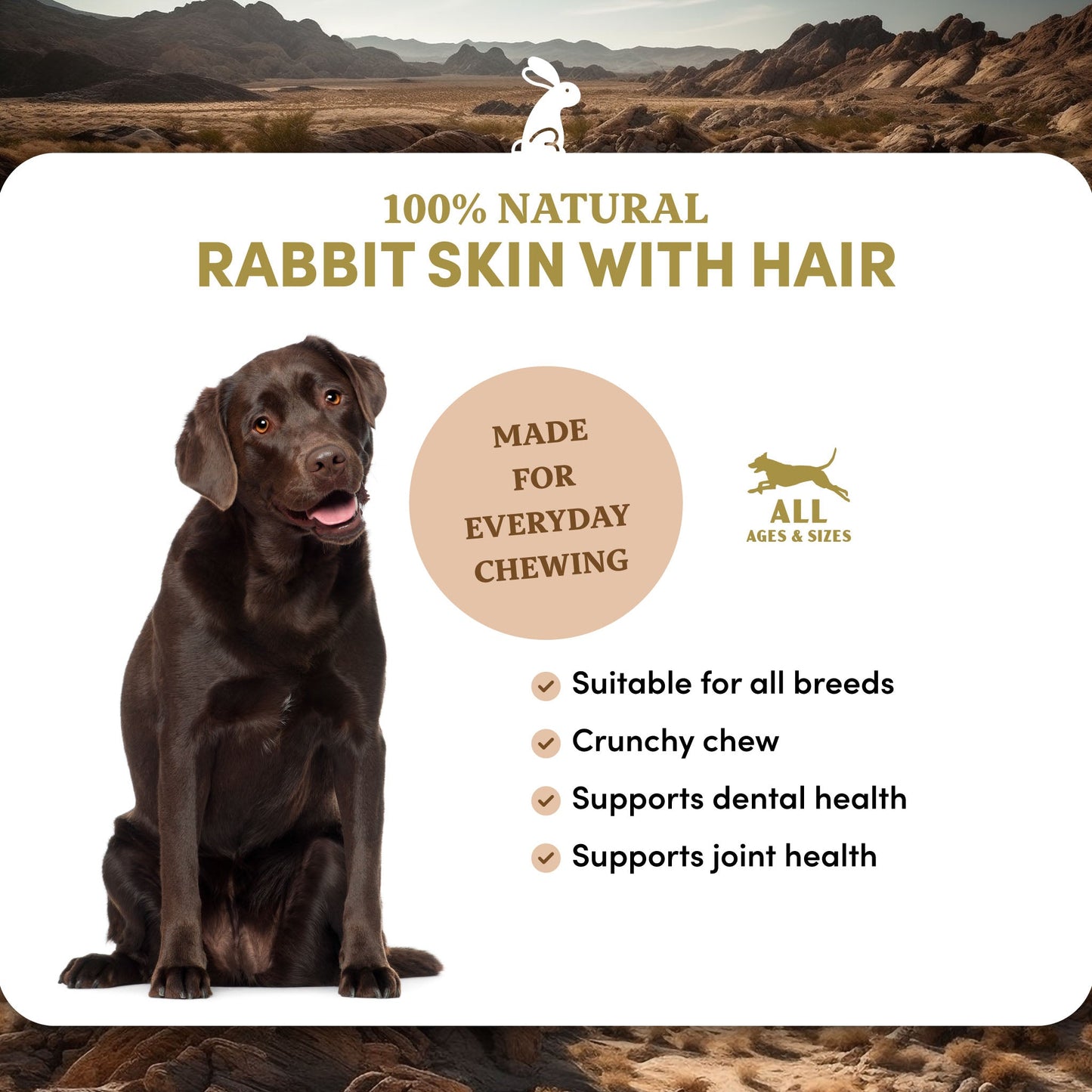 Rabbit Skin with Hair - Dog Treats